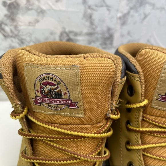 Brahma Work Boots Women’s Size 7.5 Steel Toe Padded Ankle Safety Shoes Brown - Picture 9 of 11